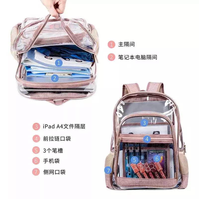 2in1 Transparent Backpack – Bags for Girls/Women - Image 10